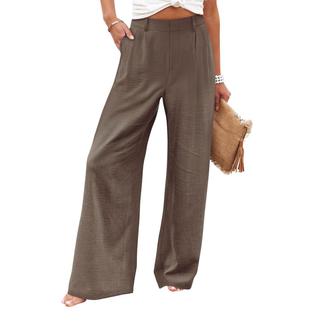 Women's Wide Leg Pants High Elastic Waisted In The Back Business Work Trousers Long Casual Pants