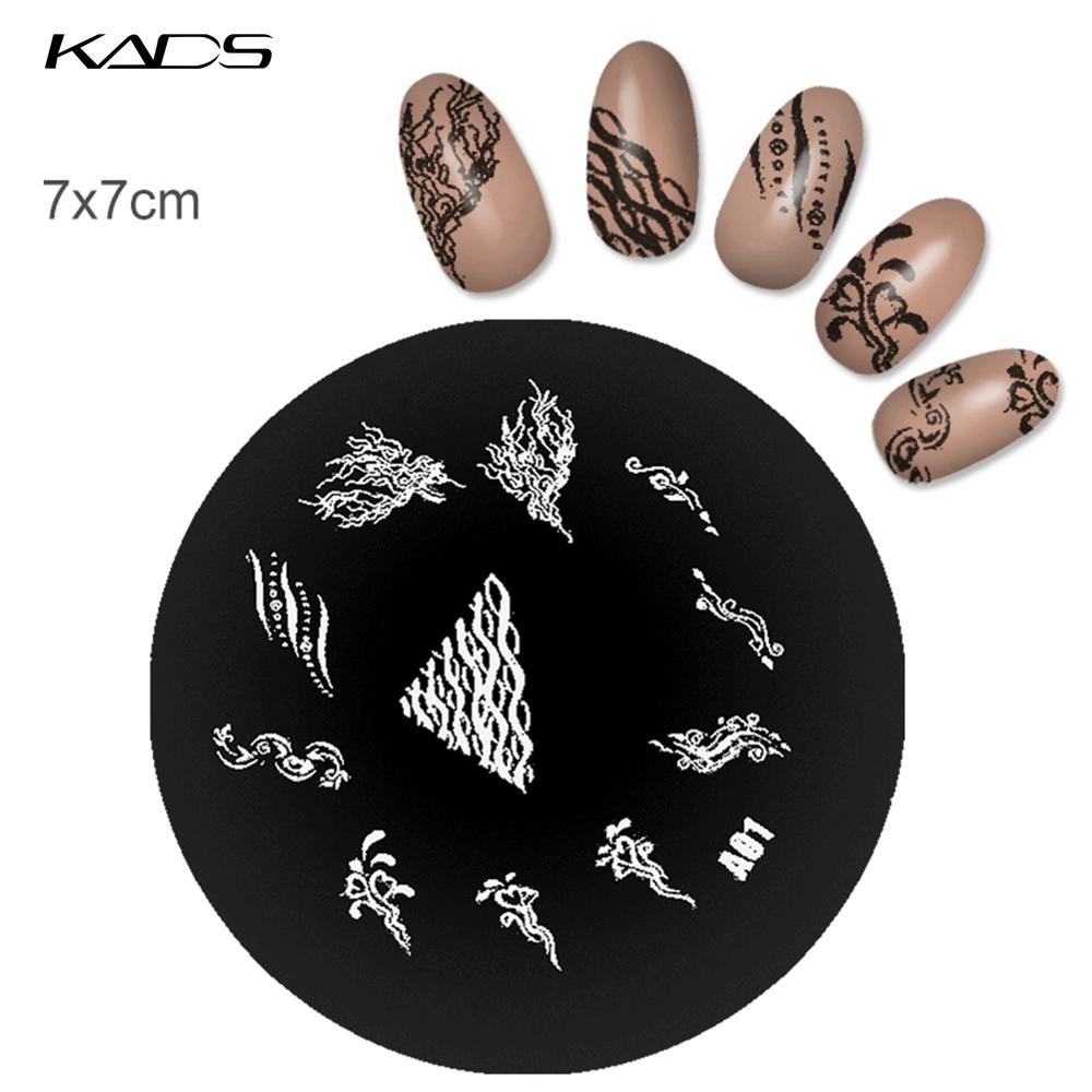 kads 1PC Round Stainless Steel Nail Art Nail Stamping Plates Manicure Stamp DIY for Nail Templates Classic Series Tools