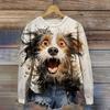 Basic O-Neck Hoodie Women's Clothing Autumn Sweatshirts 3d Dog Animal Print Long Sleeve Tops Daily Streetwear Pullover