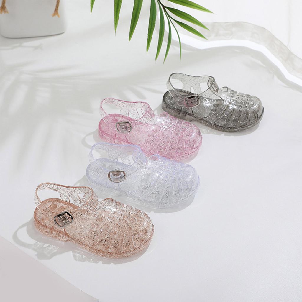 Детские сандалии для летнего ношения, хрустальные туфли, полые и дышащие, детские туфли с дырочками, с пряжкой, сандалии для девочек среднего и большого размера