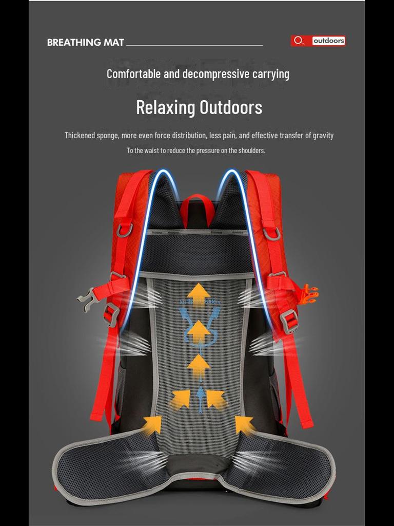Водонепроницаемый рюкзак для походов и кемпинга на открытом воздухе объемом 40 л с дождевиком и встроенной подставкой