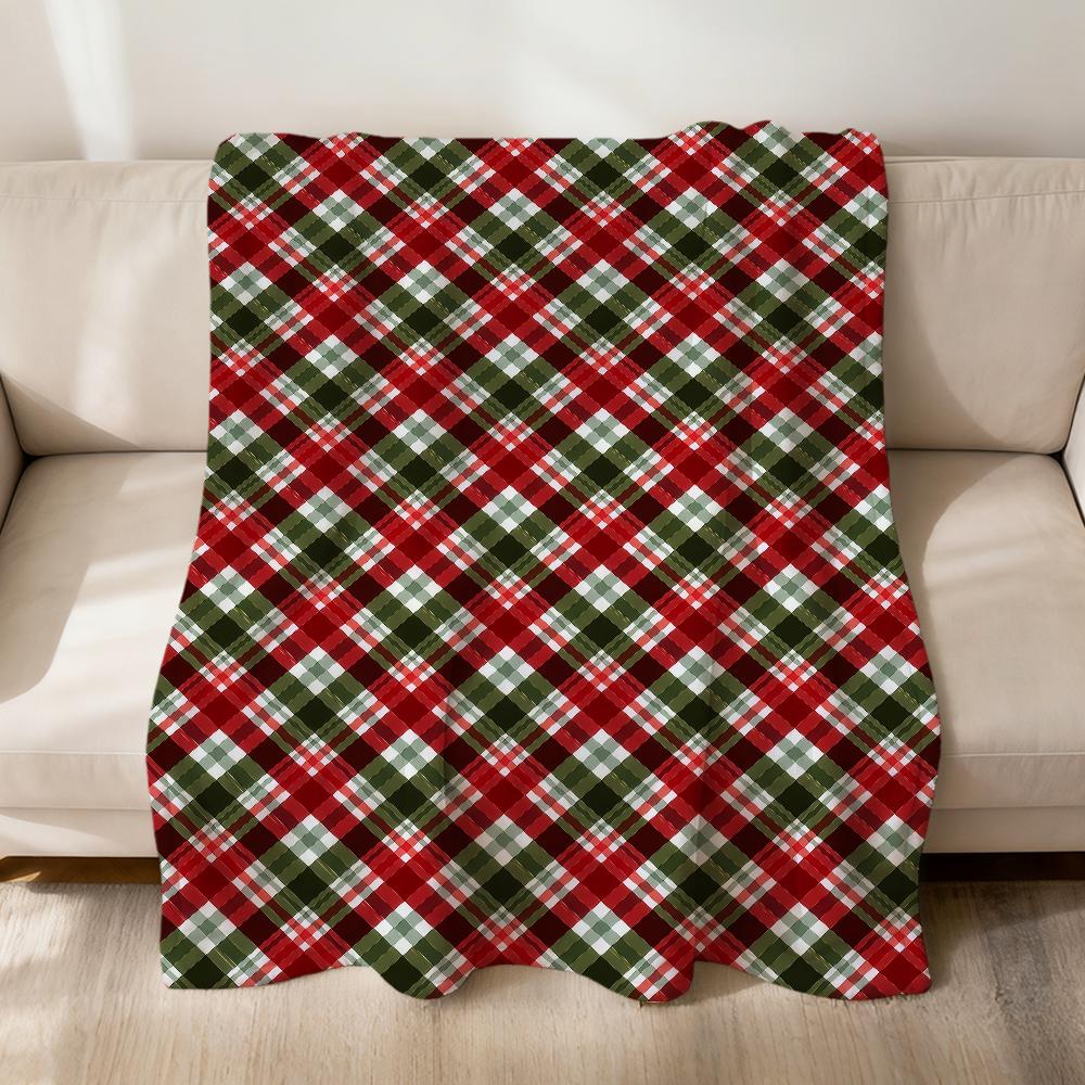 Christmas Pattern Red Green Stripes Flannel Soft Warm Plush Blanket Sofa Living Room Pet Hogar Bedroom Gift Home Car Portable