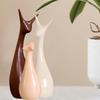 Home Decor Lucky Deer Statue Family Piano Finish Ceramic Figures - (Set of 3, Brown, Cream Color)