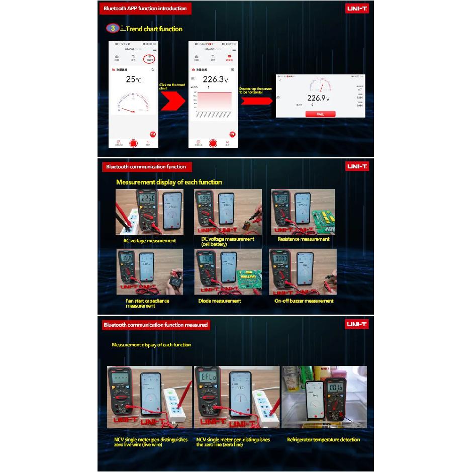 UNI-T UT60S Digital Smart Multimeter UT60BT Bluetooth Multimeter True RMS 1000V AC DC Voltage Tester Ammeter Frequency Meter