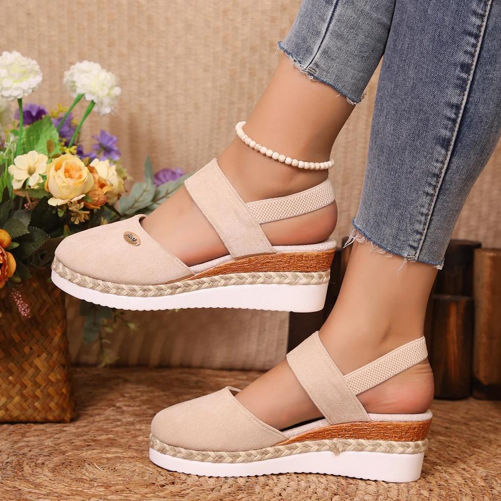 Fashion Women Closed Toe Wedge Sandals Women Summer Buckle Strap Gladiator Shoes Woman Fashion Espadrilles Platform Sandalias Mujer