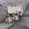 10Pcs 1/12 Dollhouse Miniature Silver Metal Tea Coffee Tray Tableware Set