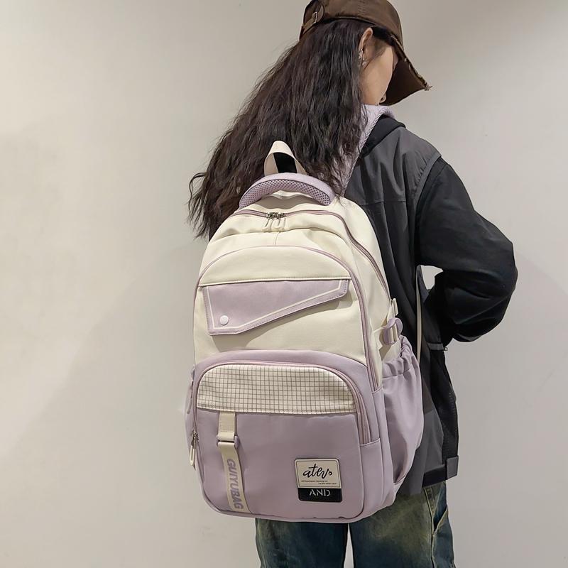 Цветной блок школьный рюкзак для школьников большой емкости рюкзак для пар женский рюкзак мужской дорожный рюкзак