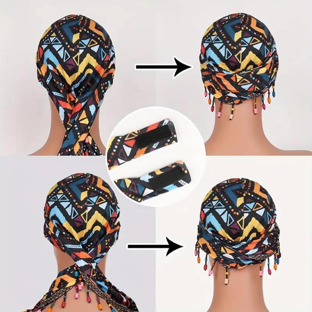Красочная шапочка-платок с бусинами и наклейкой с колючими волосами, регулируемая шапочка-пуловер, шапочка с принтом, высокая эластичность