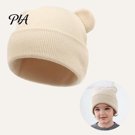 Cozy Autumn Hat Baby Winter Knitted Hat, Cute Bear Ears Knit Soft Skin Friendly Warm Skull Cap for Newborn Infant Toddler Boys Girls, 0-36 Months