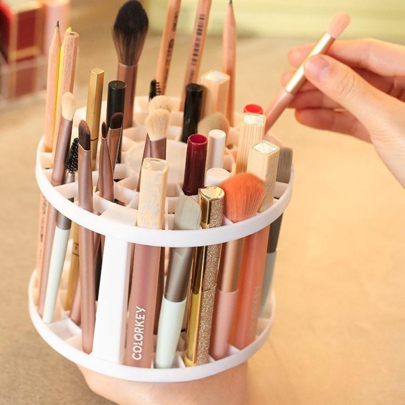 Round Cosmetic Brush Storage Racks Multifunction Desktop Eyebrow Pencil Lip Gloss Organization Holders Home Removable Pen Shelf