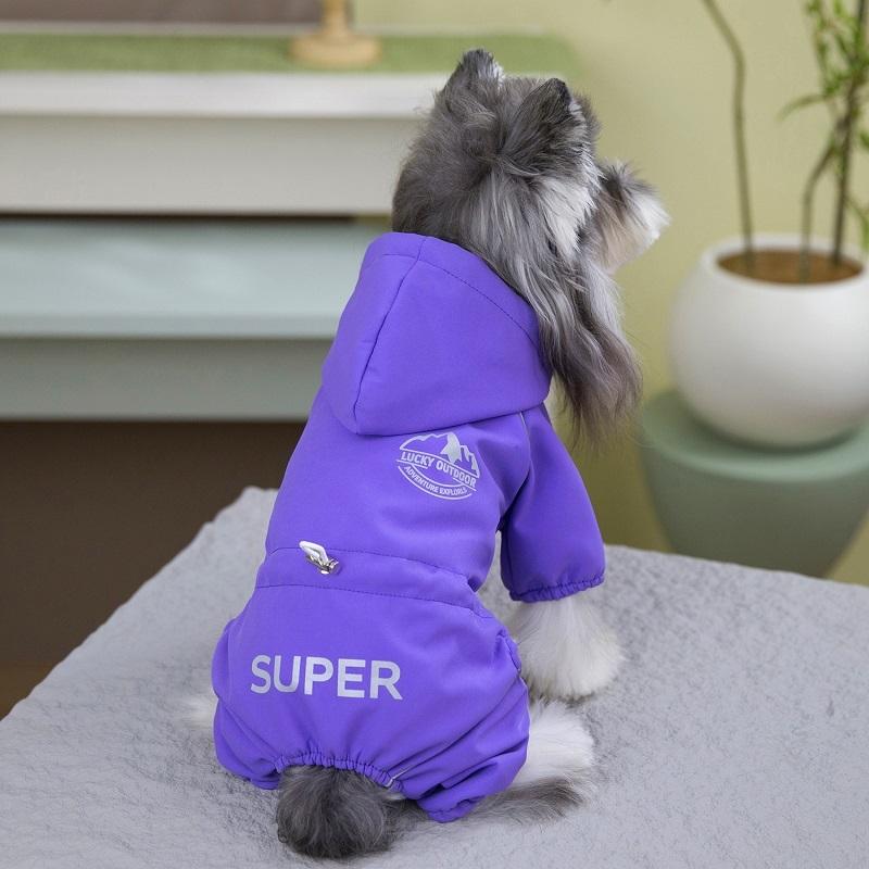 Thicken Warm Dog Jumpsuit Outdoor Waterproof Dog Jacket Winter Dog Clothes Kitten Supplies Chihuahua Bichon Four Legged Dog Coat
