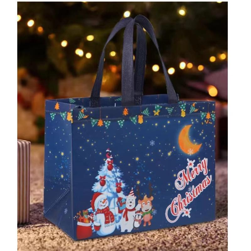 Christmas Gift Bags Cartoon Foldable Storage Bags Santa Claus Snowman Elk Handbags Navidad New Year Candy Bags Christmas Decor