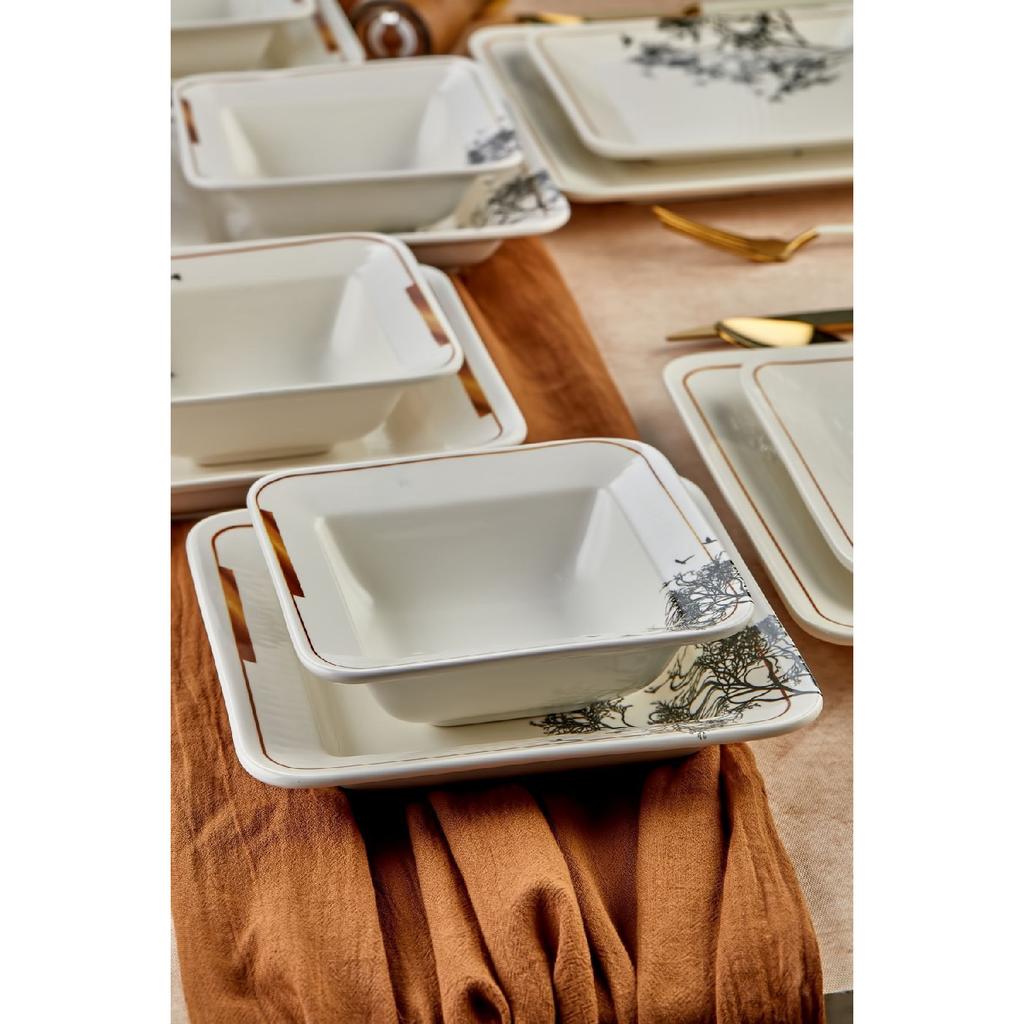 24 Piece Catalen Square Dinner Set For 6 People - Luxury Dining Set