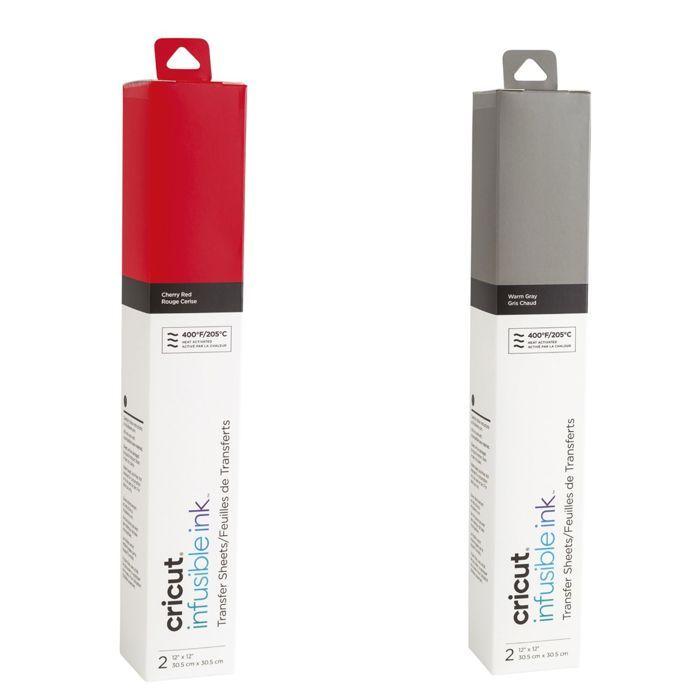 4 feuilles de transfert - Rouge/ Gris - Cricut