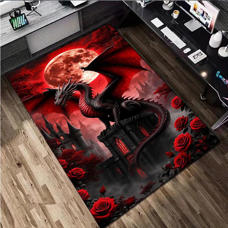 Fairy Dragon Moonlit Night Carpet Office Decorative Carpet For Living Room Bedroom Door Mat Floor Rug Computer Chair Area Rug