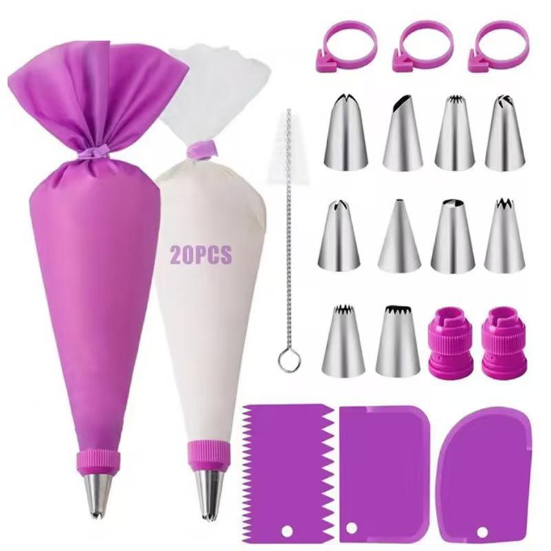 Набор силиконовых насадок для глазури с муфтой и кондитерским мешком для украшения торта