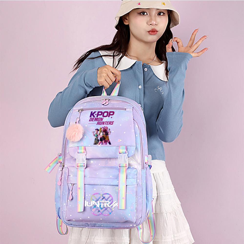 Anime K-Pop Demon Hunters Printed Large Capacity Waterproof Backpack Teenger Student Girl Boy Schoolbag Bookbag Women Waterproof Travel Bag Rucksak