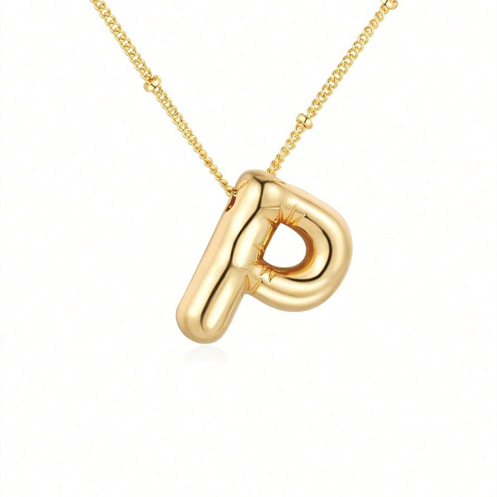 Винтажное ожерелье с подвеской в ​​виде воздушного шара и массивных букв для женщин, золотого цвета, 26 английских букв, инициалов, ожерелья, ювелирное изделие, подарок