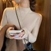 Sweater Women Solid Autumn Winter Mid Neck Basic Pullover Soft Half High Collar Long Sleeve Knit Pullovers Tops