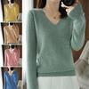 1PC Women V-neck Bottoming Shirt Pullover Sweater Knitted Cashmere Fashion Loose Jumper Winter