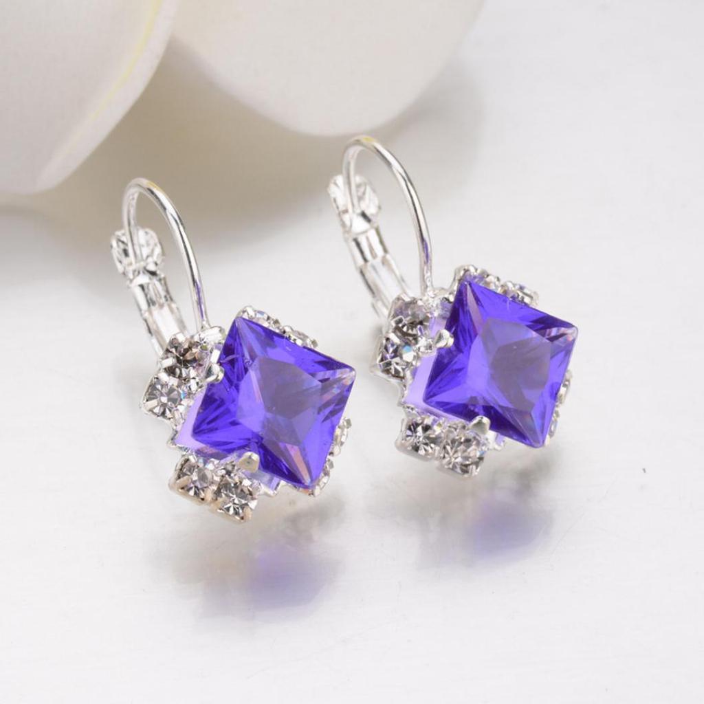Fashion Women Shiny Rhinestone Leverback Earrings Wedding Engagement Jewelry