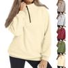 Women's Half Zipper Long Sleeve Sweater Pullover Solid Color Loose Casual Sports Sweater