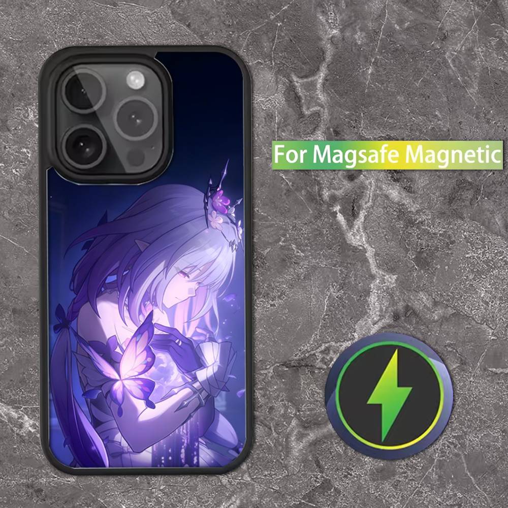 H-Honkai Castorice Star R-Rail Чехол для телефона iPhone 16,15,14,13,12,11,Pro,Max,Plus,Mini,SE MagSafe Магнитная беспроводная зарядка