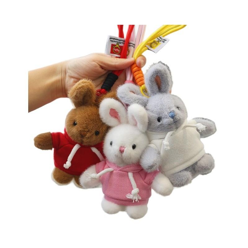 Rabbit Plush Keychain Toy Cute Stuffed Animal Doll Kids Birthday Gift Keyring