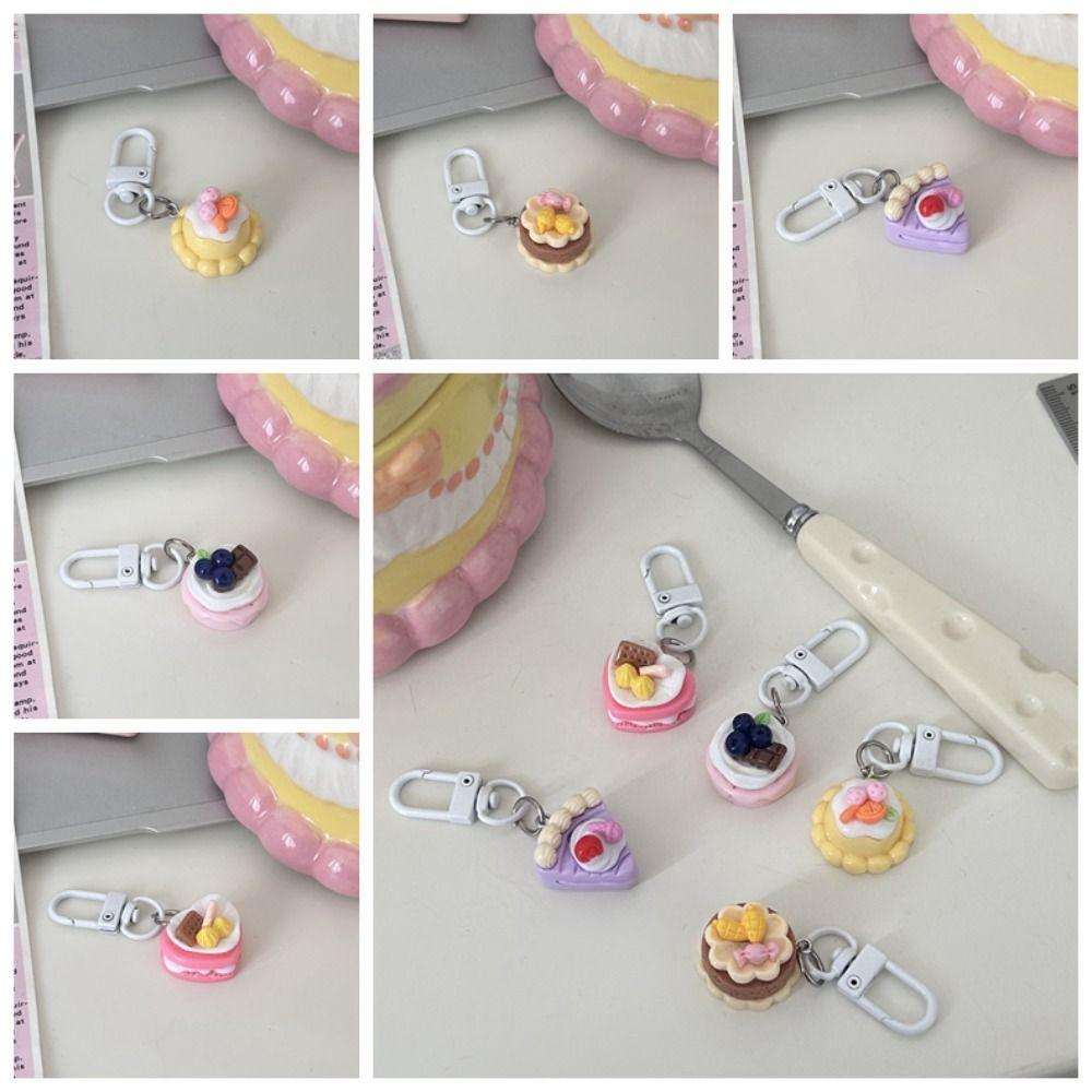 Cute Car Keyring Cartoon Party Gift Jewelry Simple Cake Pendant Keychain  Boudoir