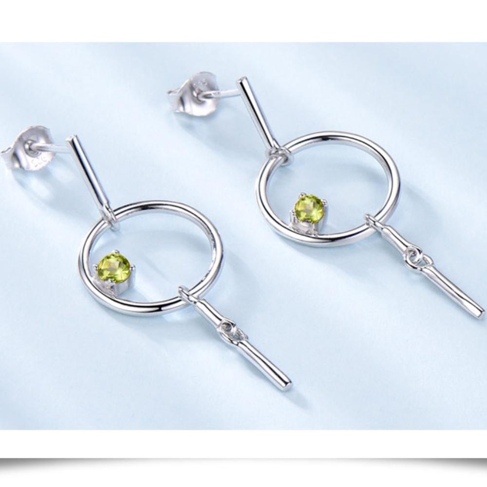 Желтый перидот, женская мода, 925 пробы, маленькие круглые серьги, симпатичные круглые серьги-гвоздики, геометрические винтажные серьги для женщин