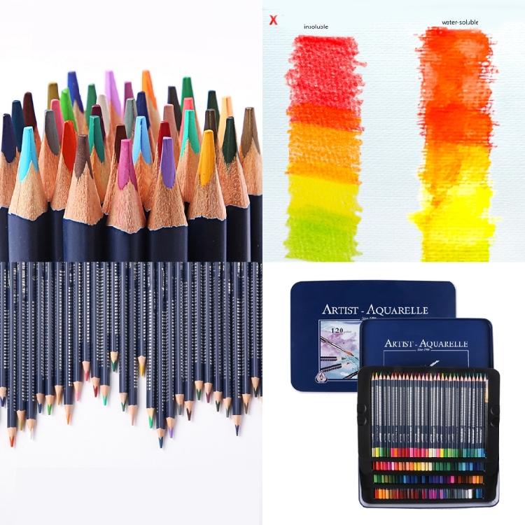 Watercolour Colouring Pencil Set with Brush Water-Soluble Coloured Pencils in Metal Case for Kid Adult Artist Coloring