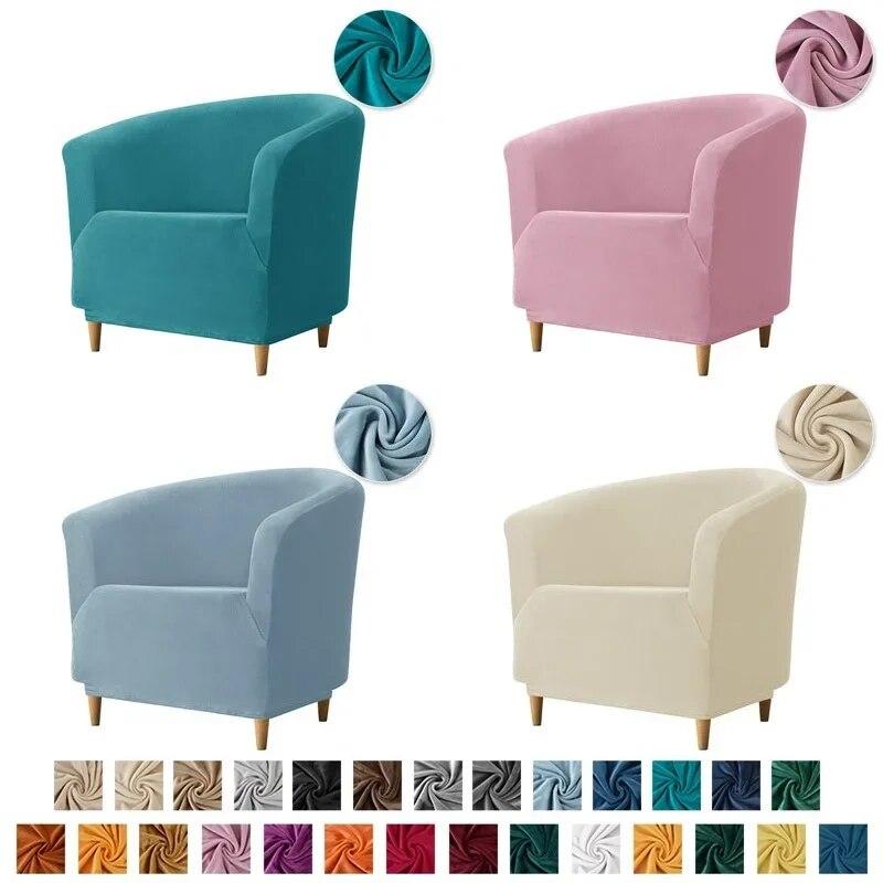 Бархатные эластичные чехлы на клубный стул, эластичный чехол на кресло, скандинавский однотонный чехол для одного дивана, чехол для барной стойки, гостиной