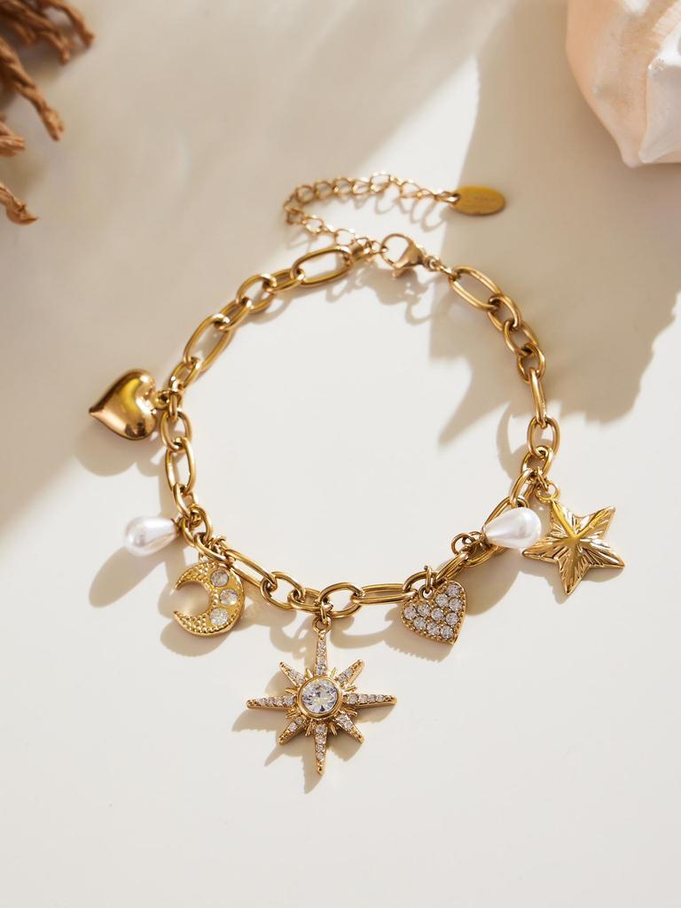 Набор ожерелья и браслета «Oumaijia Zircon Star & Pearl DIY»