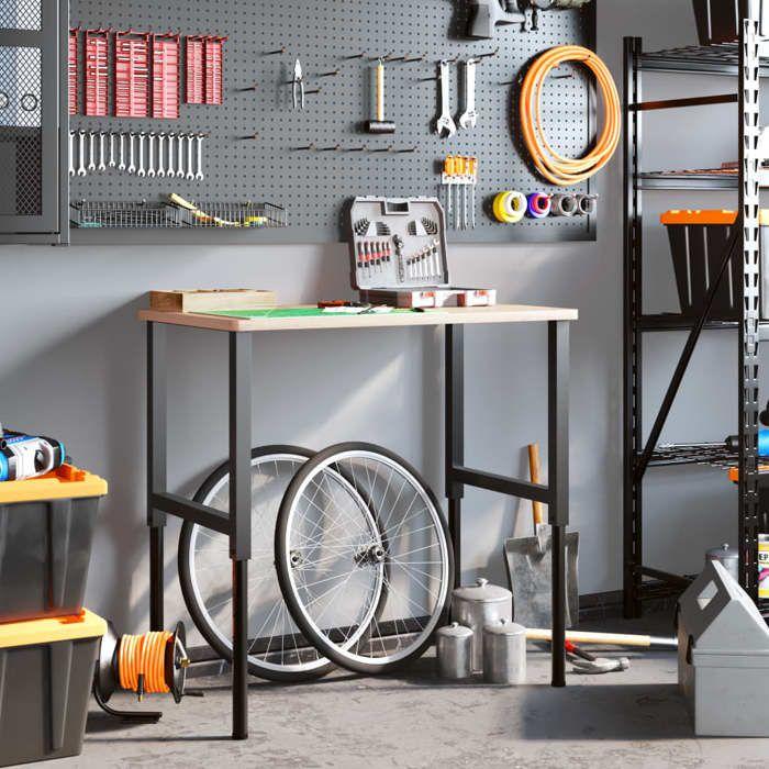 VidaXL Établi 100x60x(71,5-98) cm bois massif de hêtre rectangulaire, table de travail, poste de travail, table de travail 3309682