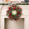 Рождественский венок из искусственных ягод, сосны, рождественская гирлянда для дома и улицы, украшение для входной двери, камина, спальни, балкона, столовой, вечеринки