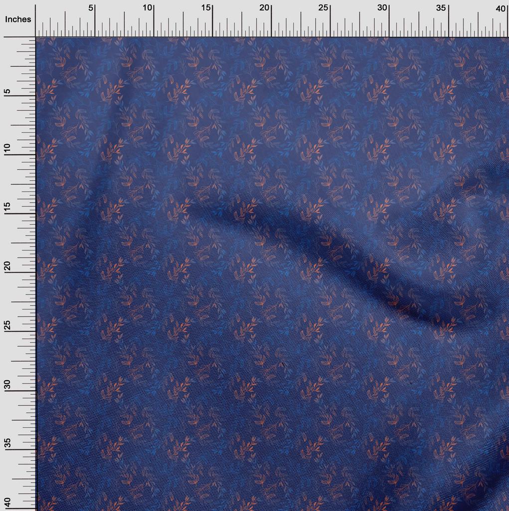 oneOone Cotton Flex Blue Fabric Leaves Sewing Craft Projects Fabric Prints By Yard 40 Inch