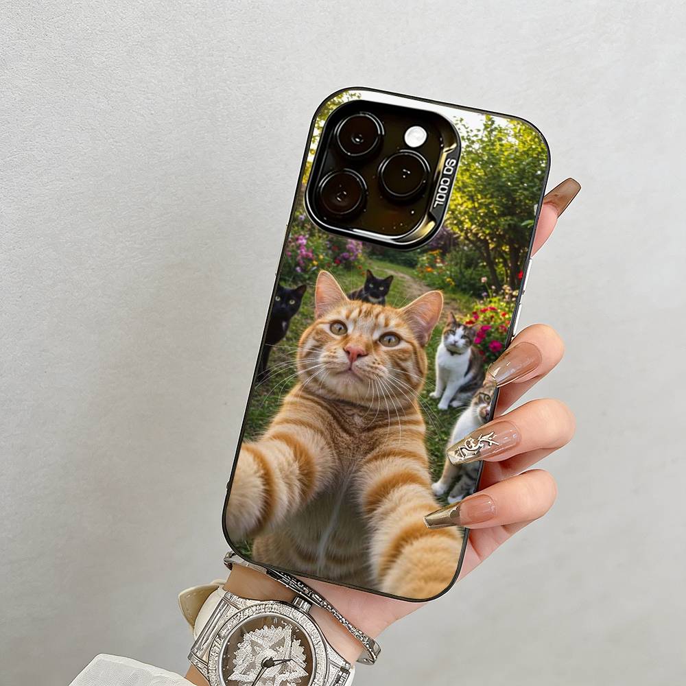 Чехол для телефона с кошкой для iPhone 17, 16, 15, 14, 13, 12, 11 Plus, Pro Max, XS, Разноцветный Серебристый Чехол для телефона Funda Cover