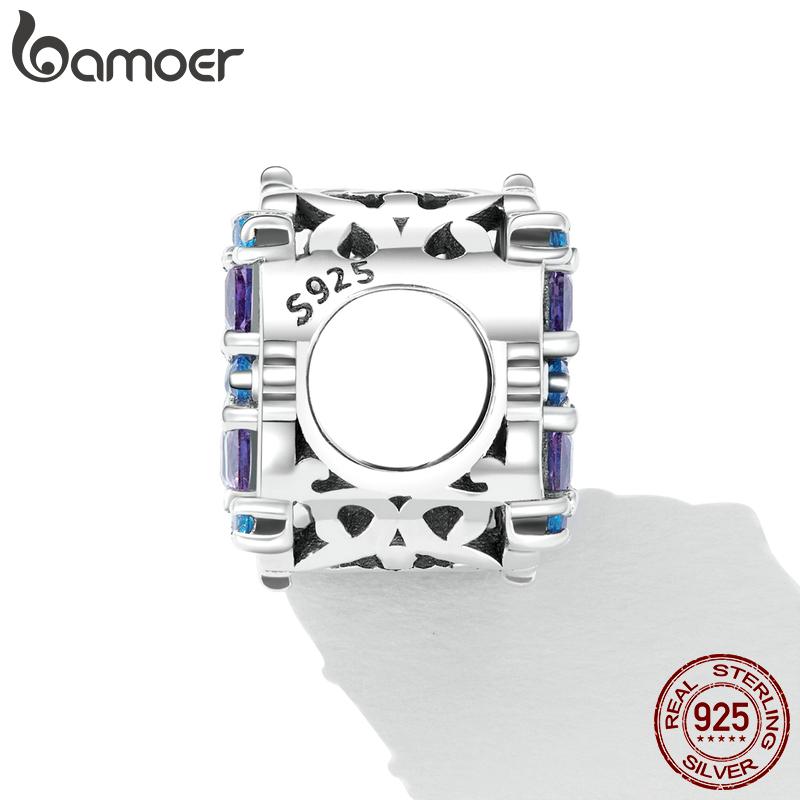 BAMOER стерлингового серебра 925 пробы с винтажным узором, подвески, изысканный блестящий цирконий, подходит для оригинального браслета, ювелирные изделия
