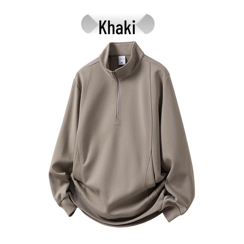 2025 Fall/Winter High-End Logo Print Half-Zip Stand Collar Sweatshirt - Long Sleeve Workwear Jacket