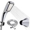 New New 3Pcs/set  ABS Water Saving Rainfall Handheld Shower Holder Shower Hose Shower Head Set