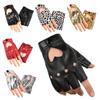 Women Men Dance Mittens Heart Mittens Five Finger Gloves PU Leather Gloves Ladys Driving Dress