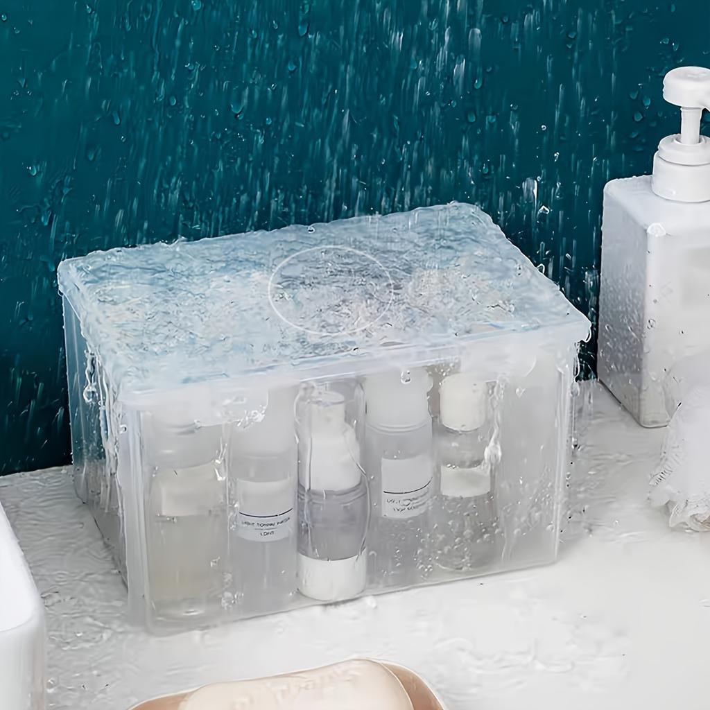 1 шт. Настольный органайзер для макияжа с крышкой, прозрачный контейнер для хранения помады, парфюмерии, лака для ногтей, ювелирных изделий и многого другого, штабелируемый и портативный