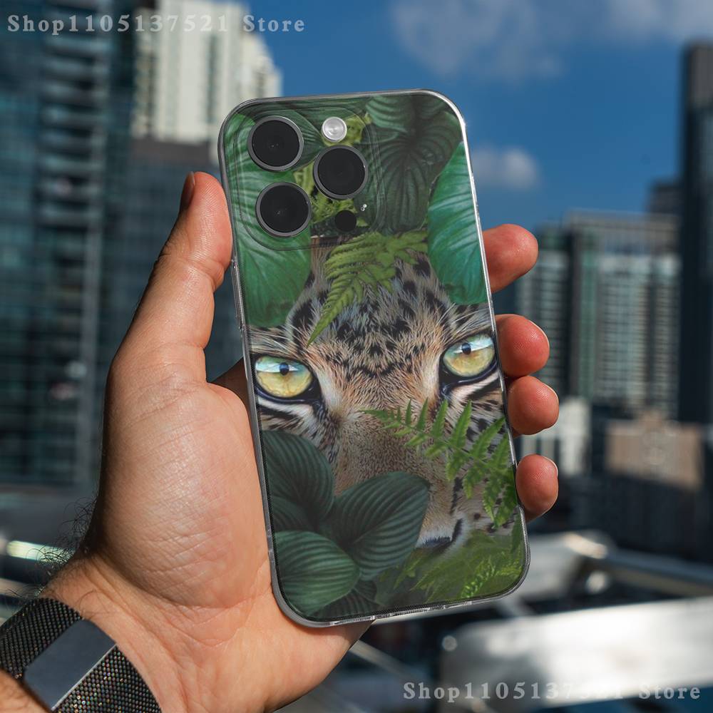 Cool Leopard Leopard Print Phone Case For iPhone 17,16,15,14,13,12,11 Pro,Max,Plus,XR,Mini,E Clear Full-coverage Soft Cover