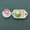 1 Set 1:12 Dollhouse Miniature Coffee Cup Cake Dessert Fork Spoon With Dinner Plate Kitchen Model Micro Landscape Decoration Toy