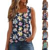 Square Collar Tank Top Women Print Tank Tee Casual Loose Fit Sleeveless Shirt