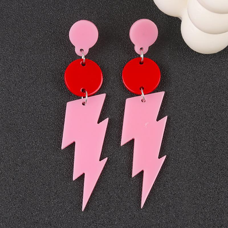 Foreign Trade Lightning Earrings Earrings Fluorescent Color Design Sense Contrast Color Personality Acrylic Earrings Earrings Women