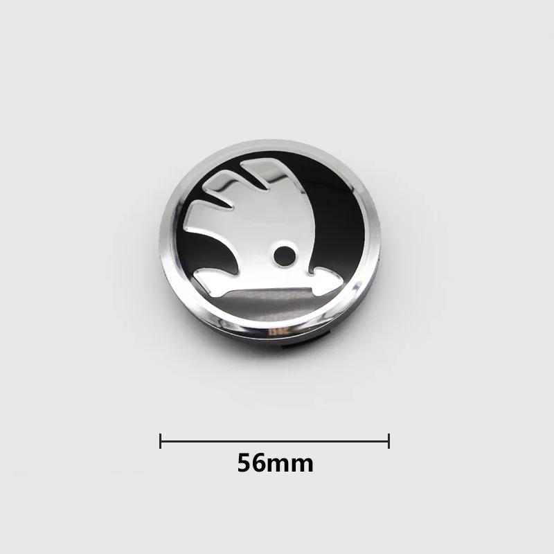 2025 New 4Pcs 56mm Wheel Center Caps Aluminum Domed Sticker Logo Alloy Badge For Skoda Rapid Octavia A5 RS Kodiaq Fabia A7 Acces