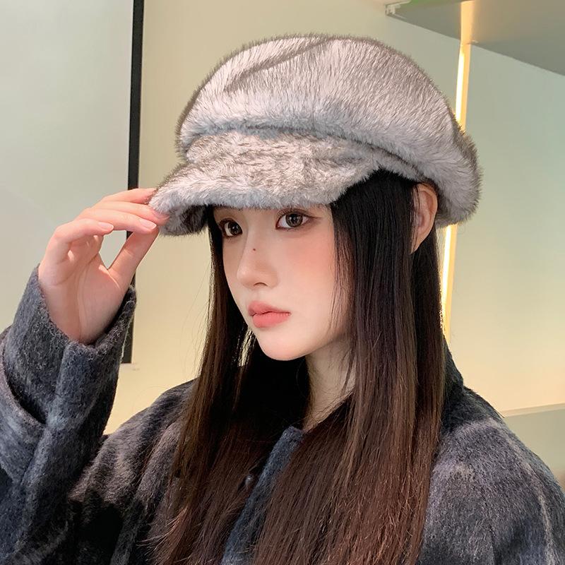 Beret Women's Winter Thickened Warm Cap Plush Cap Fashion Octagonal Hat