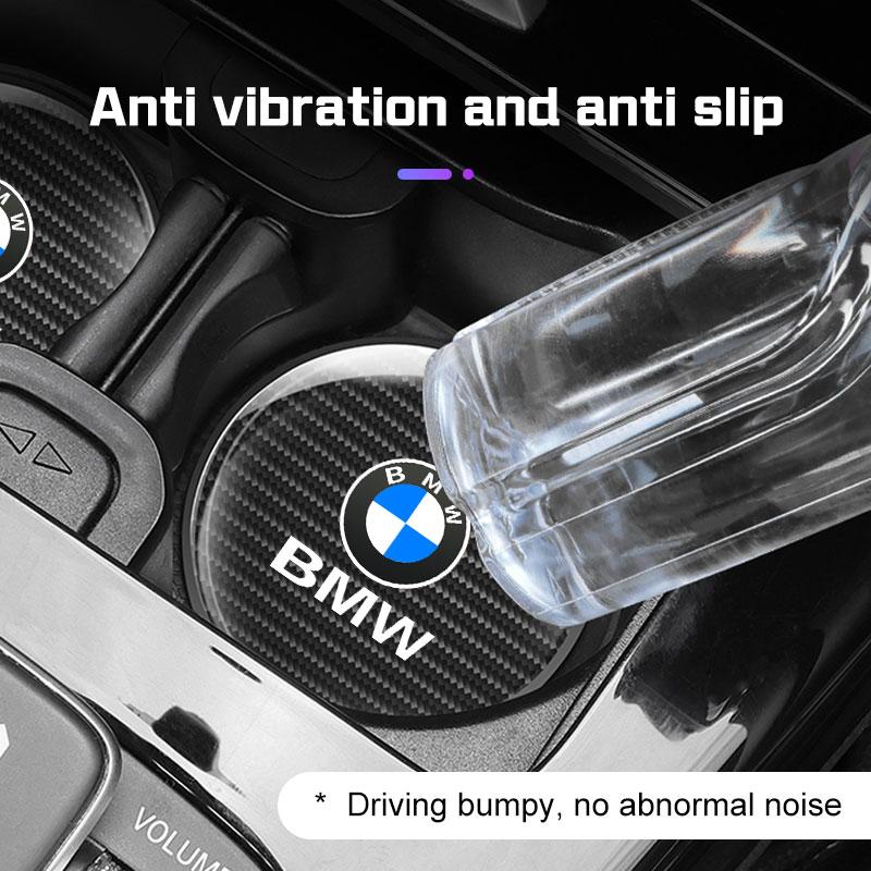 sxnkg9 Carbon Fiber Car Coaster For BMW E38 F10 F20 F30 F40 E92 E83 E87 E46 G20 G30 I7 I8 Water Cup Holder Mat Non-slip Pad Accessories