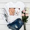 Newly Women T-Shirt Cartoon Funny Cute Peach Cat Print T Shirt Femme Harajuku Kawaii Summer Tops Tee Shirt Femme Tumblr Clothes
